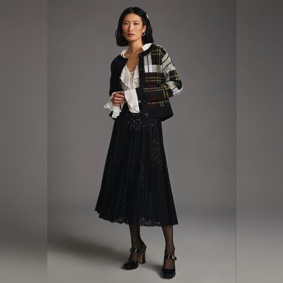 Anthropologie RD Style Multicolor Plaid Cardigan Sweater Size Medium NWT - Picture 3 of 13